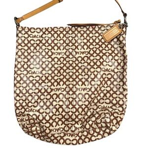 Coach Brown and Cream Signature Shoulder Bag